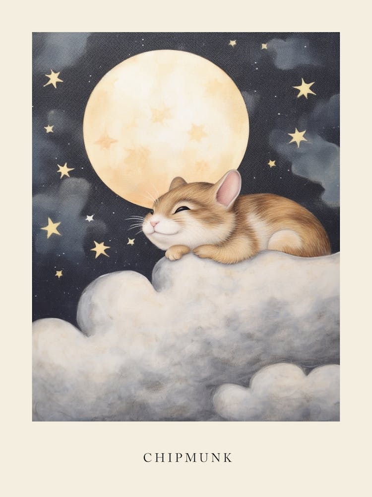 Sleeping Baby Chipmunk Nursery Poster