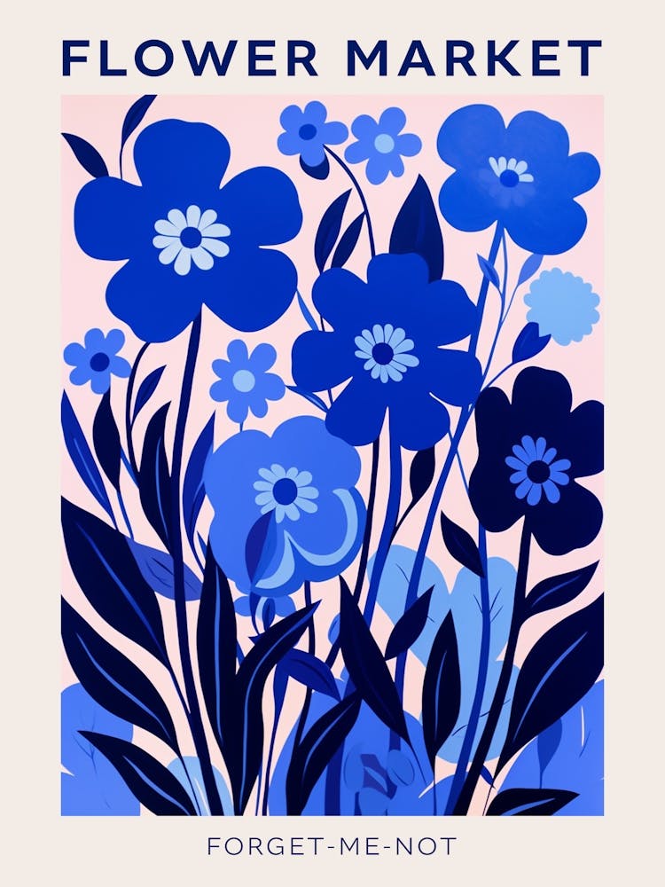 Blue Flower Market Poster Forget Me Not 4