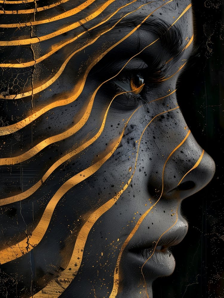 Abstract Of A Woman'S Face Extraordinary femininity woven with threads of gold 7