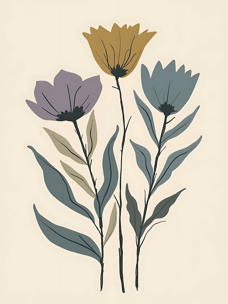Gemütliche Pastellblüten-Illustration