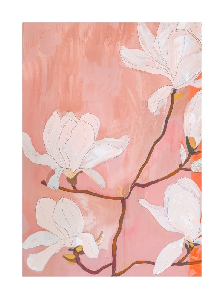 Magnolia Print, watercolor poster