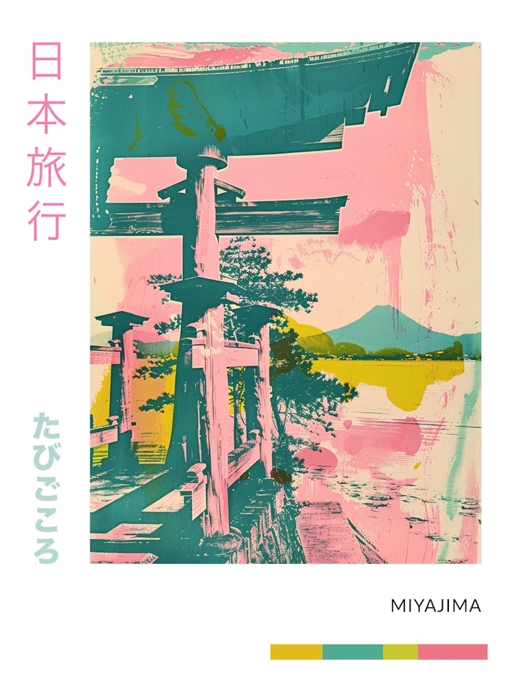 Miyajima Japan Retro Duotone Silkscreen Poster 2