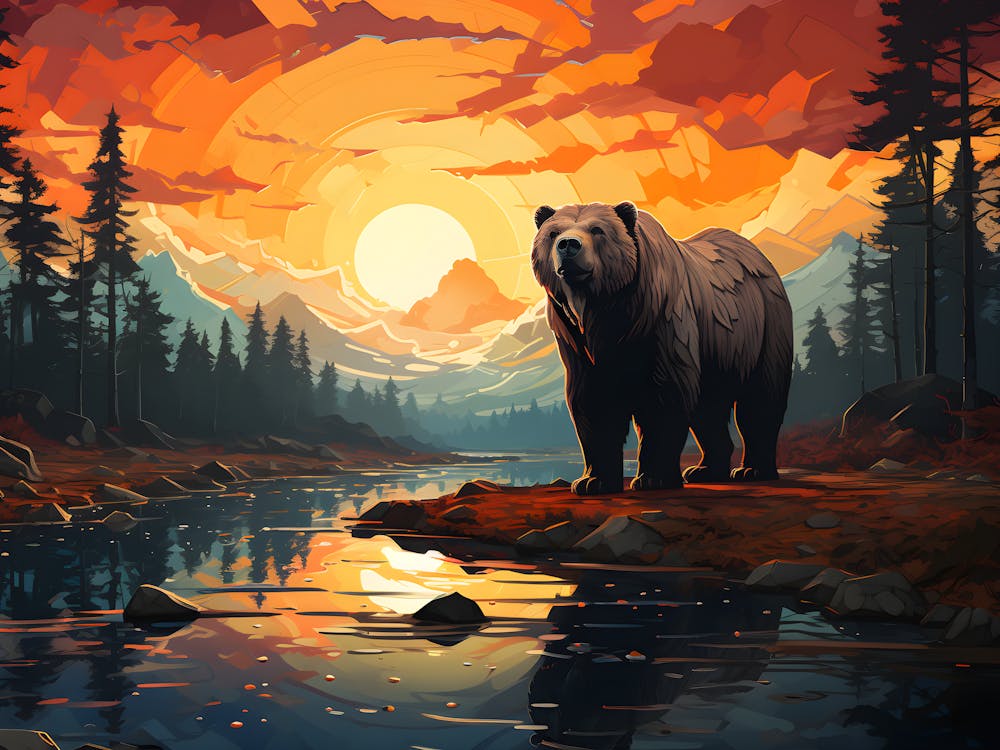 Bear At Sunset