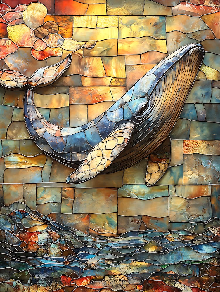 Stunning Stained Glass Whale 9