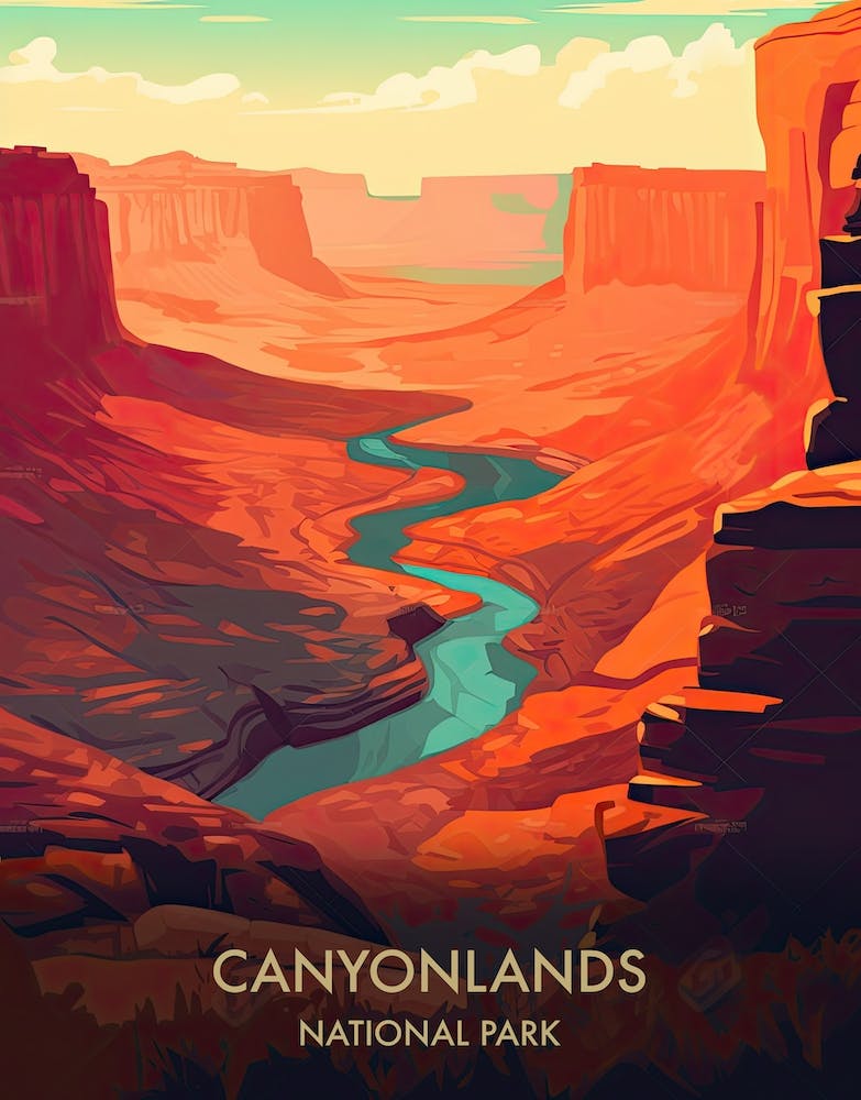 Canyonlands National Park Travel Poster Illustration Style 3