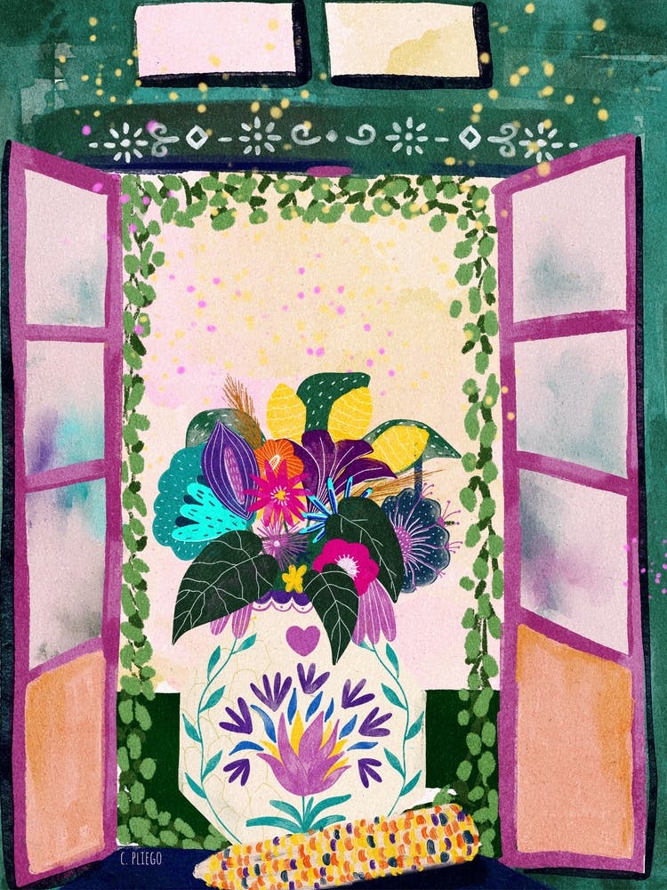 Still Life Morning Matisse Window Floral Bouquet Corn