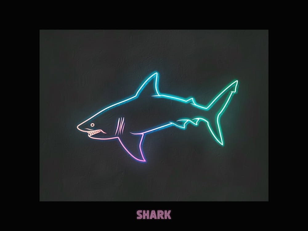 Neon Pink Sign Inspired Shark Poster 2