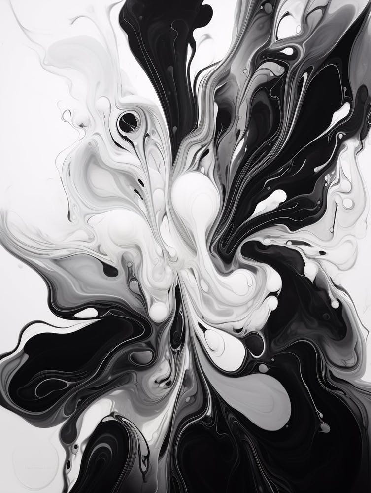 Fluid Dynamics Abstract Black And White 4