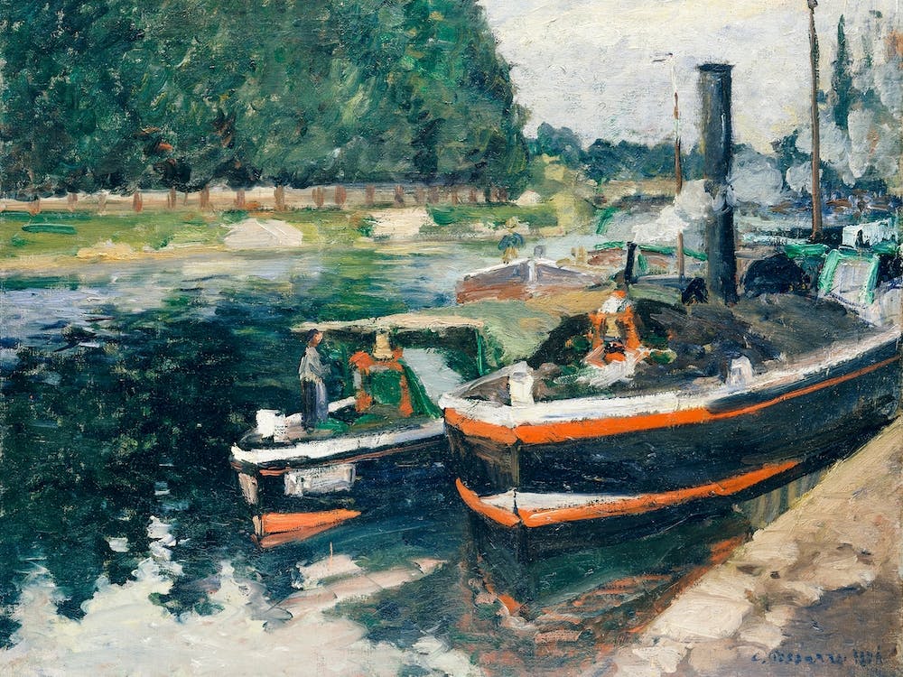 Barges At Pontoise, Camille Pisarro