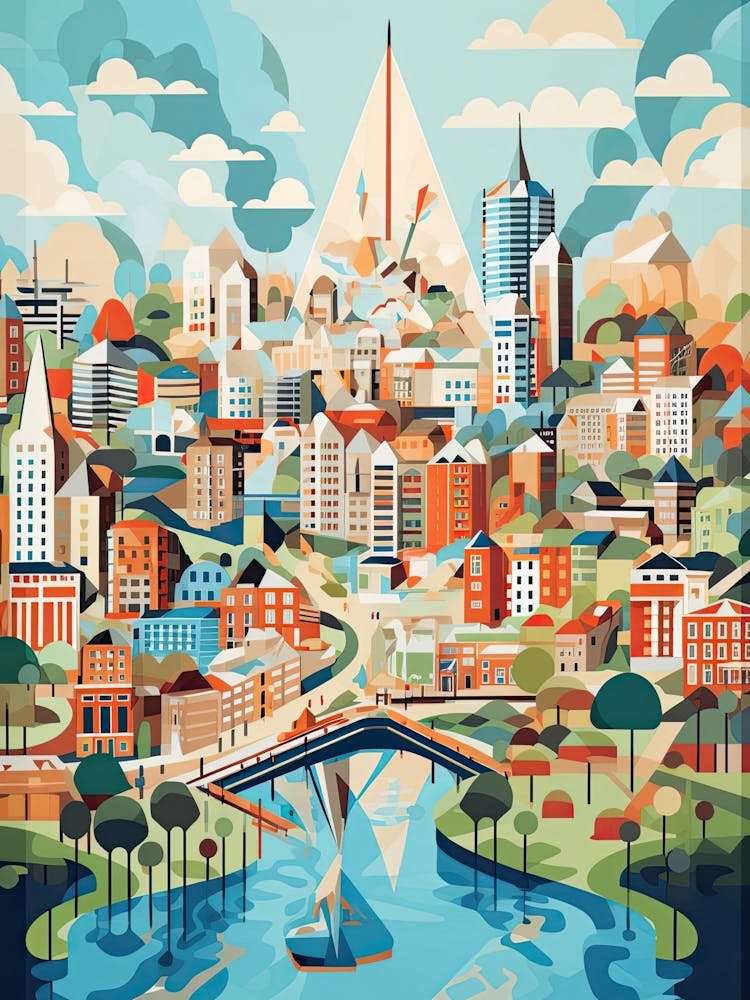 The Hague, Netherlands, Geometric Illustration 4