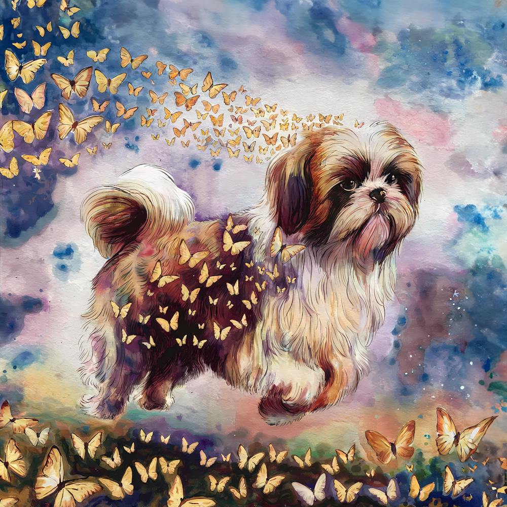 Shih Tzu With Butterflies