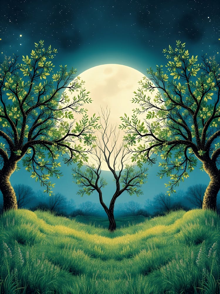 Moon And Trees
