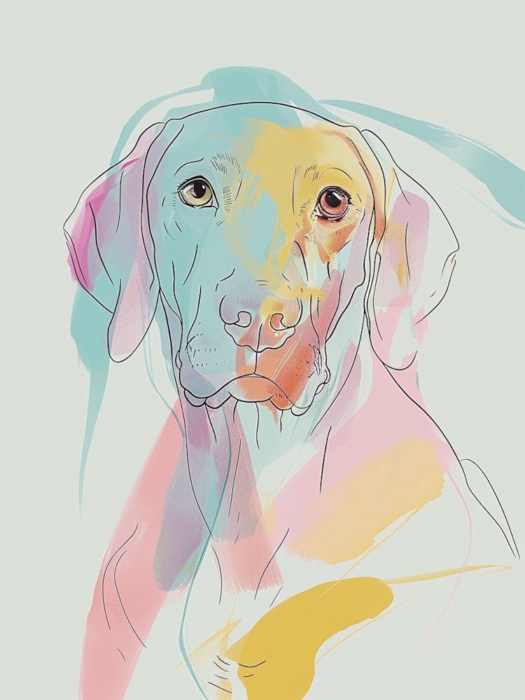 Vizsla Dog Pastel Line Painting 2