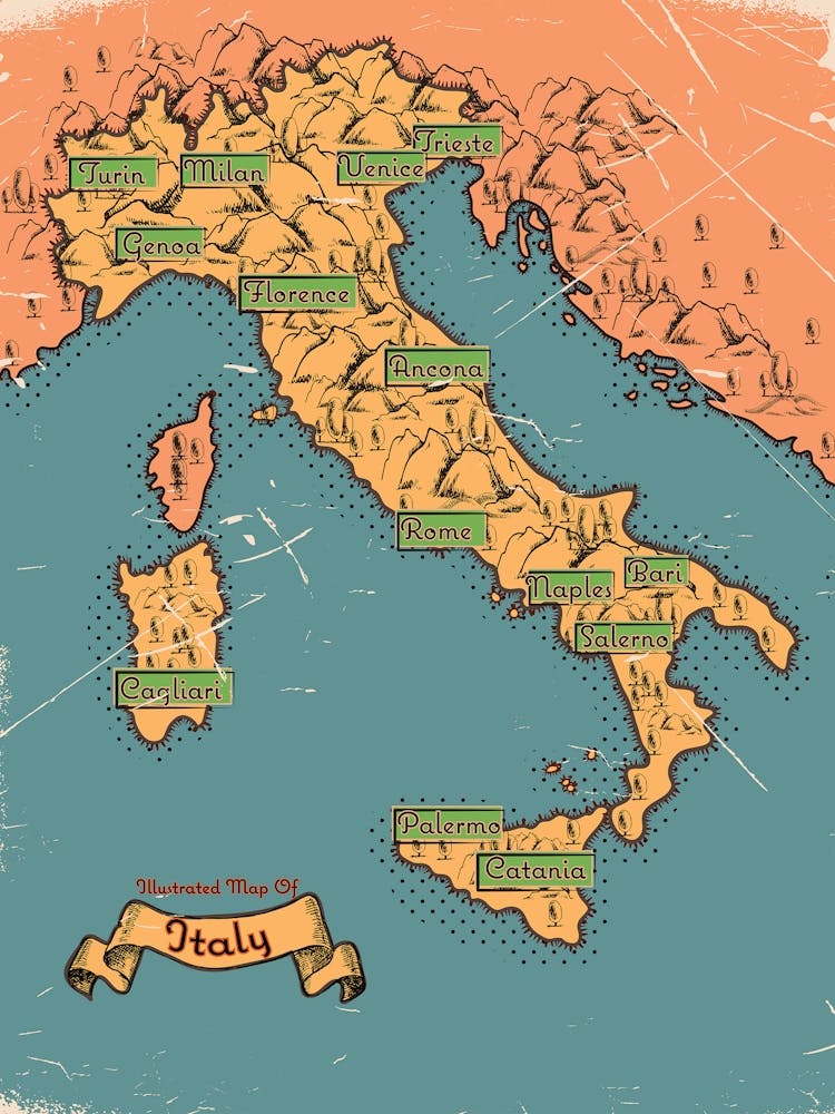 Carte Vintage de l&#39;Italie
