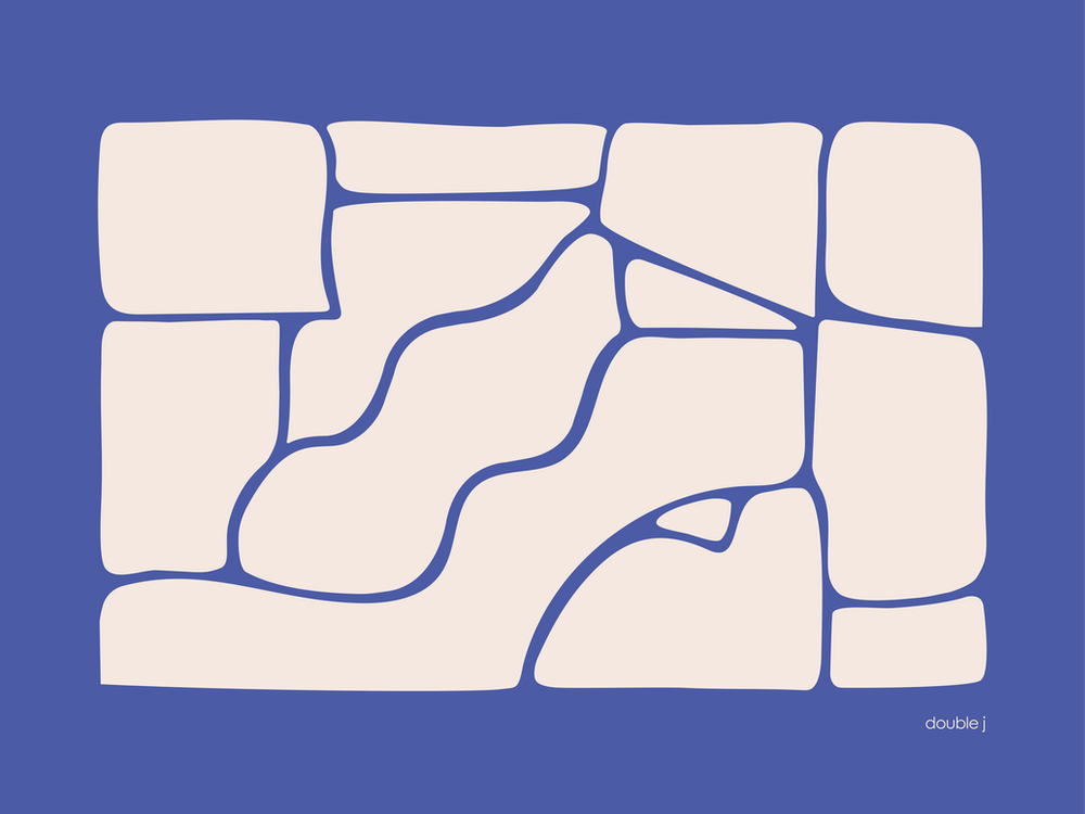 Solid Fluid Landscape Blue And Off White Original Abstract Minimalist