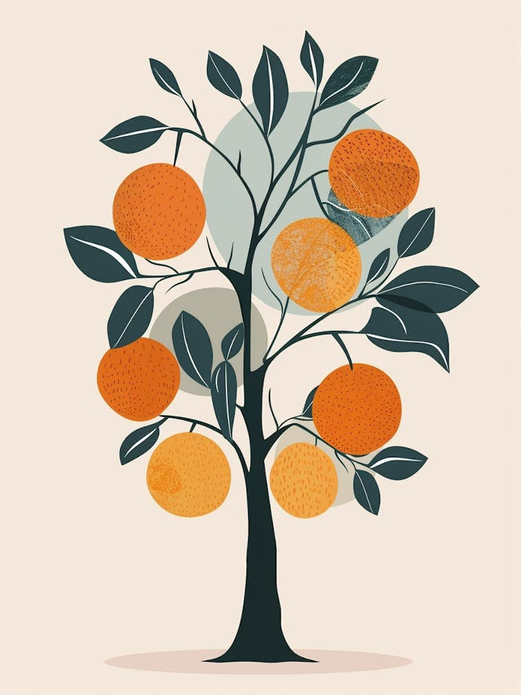Orange Tree Minimalistic Drawing 1