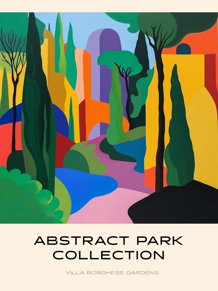 Abstract Park Collection Poster Villa Borghese Gardens Rome 3