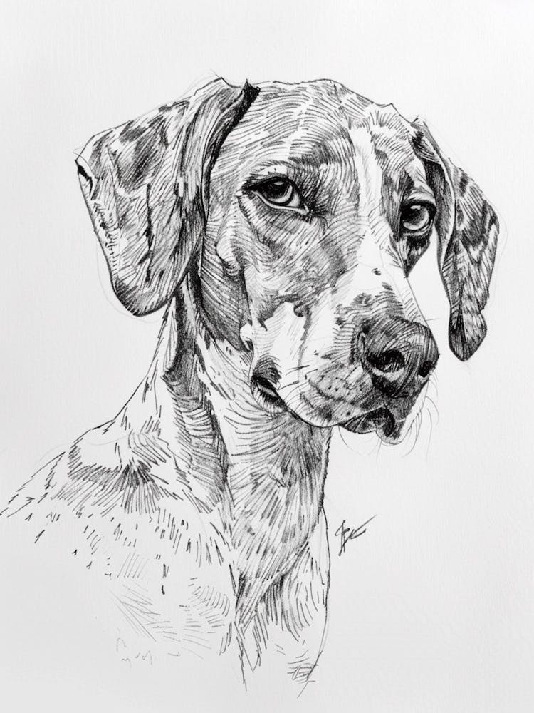 English Foxhound Dog Line Sketch 4