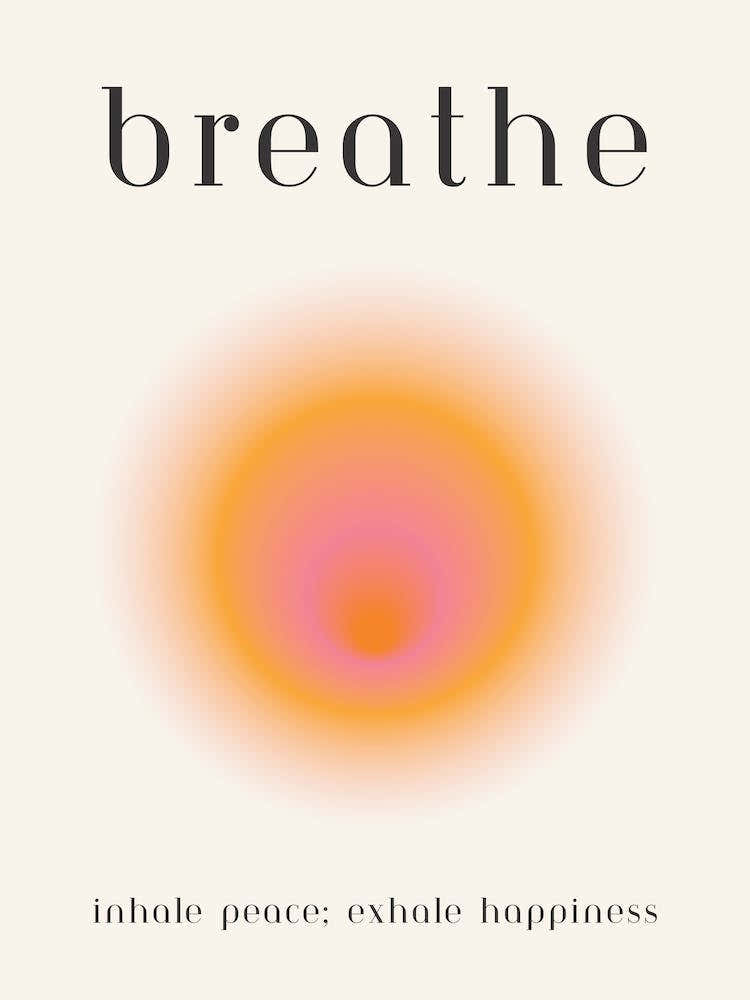 Breathe Orange Aura Yoga Poster