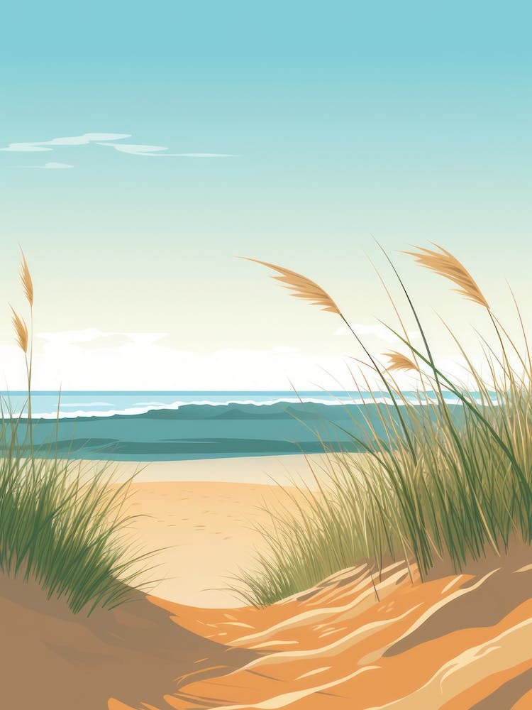 Baltic Sea And North Sea, Minimalist Ocean and Beach Retro Landscape Travel Poster Set #7