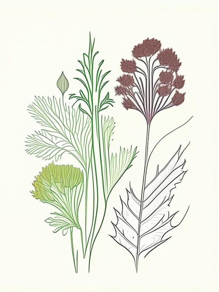 Celery Seeds Spices And Herbs Minimal Line Drawing 2
