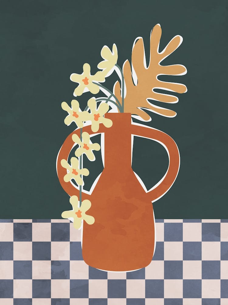 Pottery Flowers on The Table