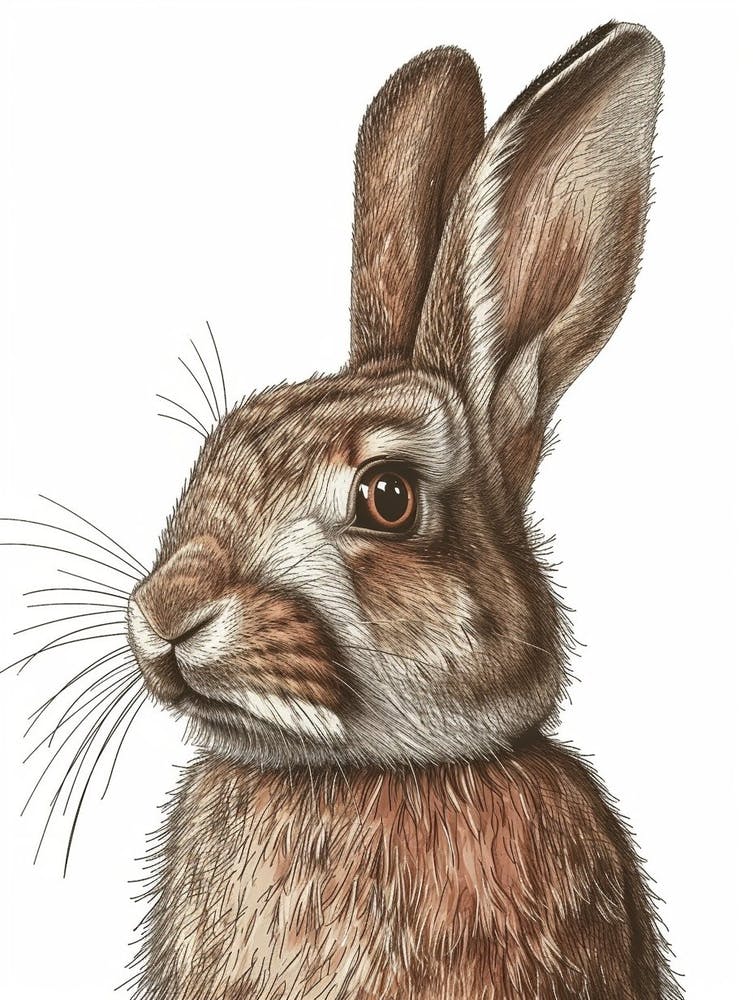 English Lop Blockprint Rabbit Illustration 11