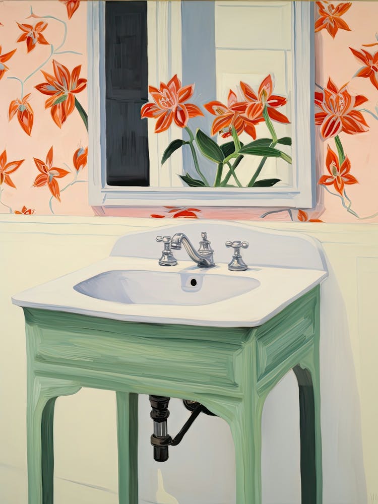 Badezimmer-Waschtisch-Bild mit einer Amaryllis 3