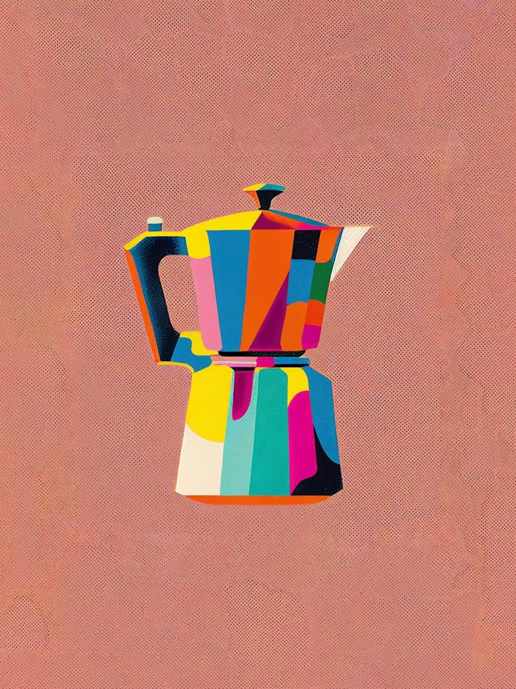 Italian Coffee Maker Pop Art Illustration