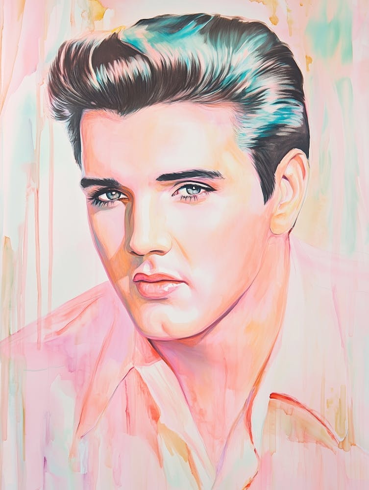 Elvis Presley, Rock und Popkultur Pastel pink Malerei