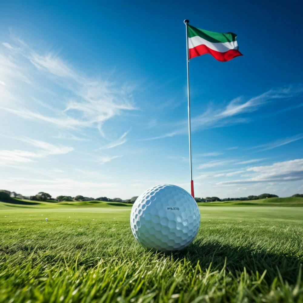 Golfball mit einer Flagge