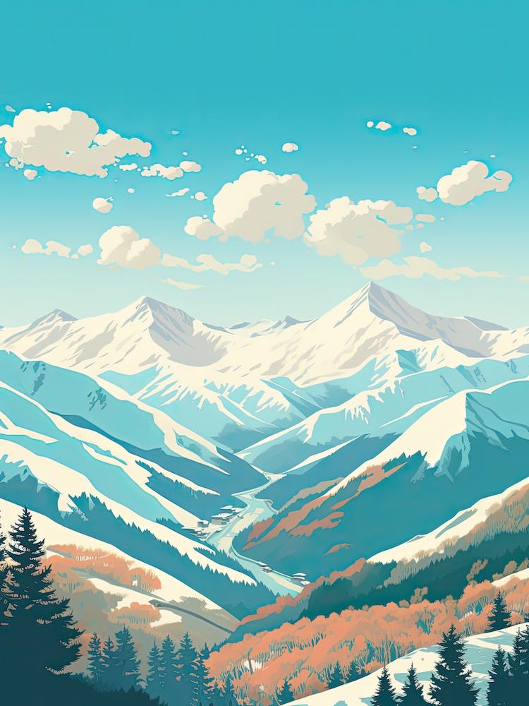 Hakuba Valley   Nagano, Japan, Ski Resort Illustration 0 Simple Style
