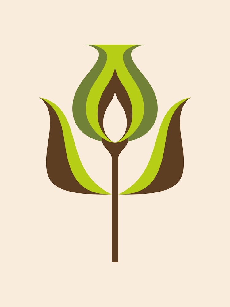 Mid Century Modern Flower 3 Green