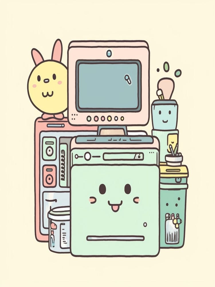 Retro Computer Kawaii Illustration 3