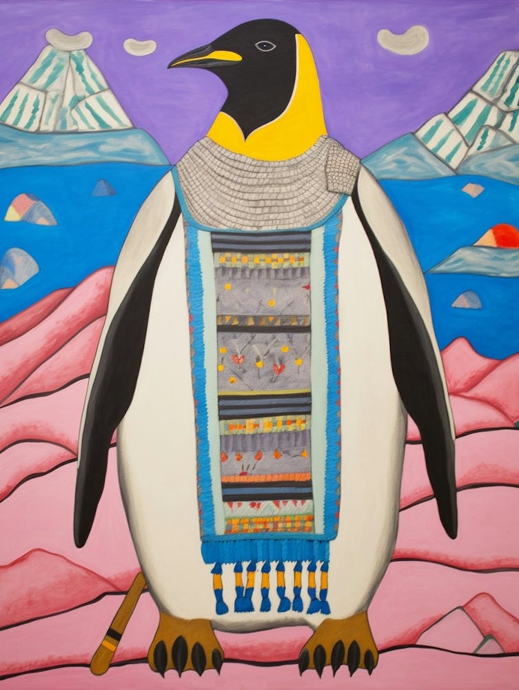 Maximalist Animal Painting Emperor Penguin