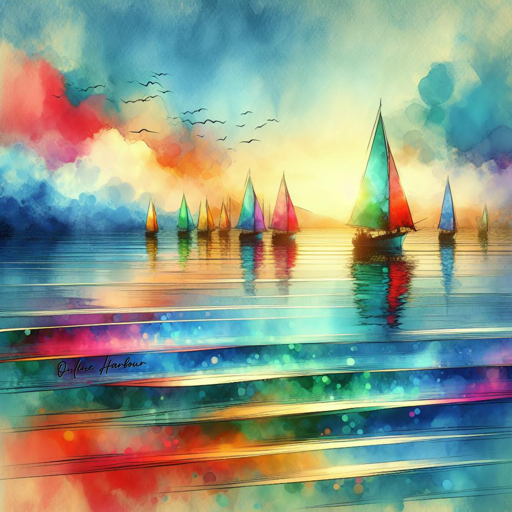Sea Boats Artwork Painting Square
