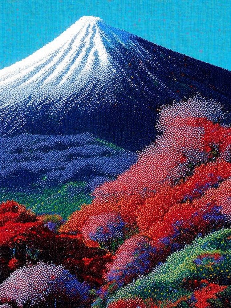 Fuji Hakone Izu National Park Japan Pointillism