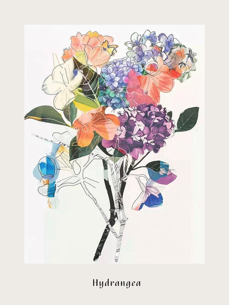 Hydrangea 1 Collage Flower Bouquet Poster