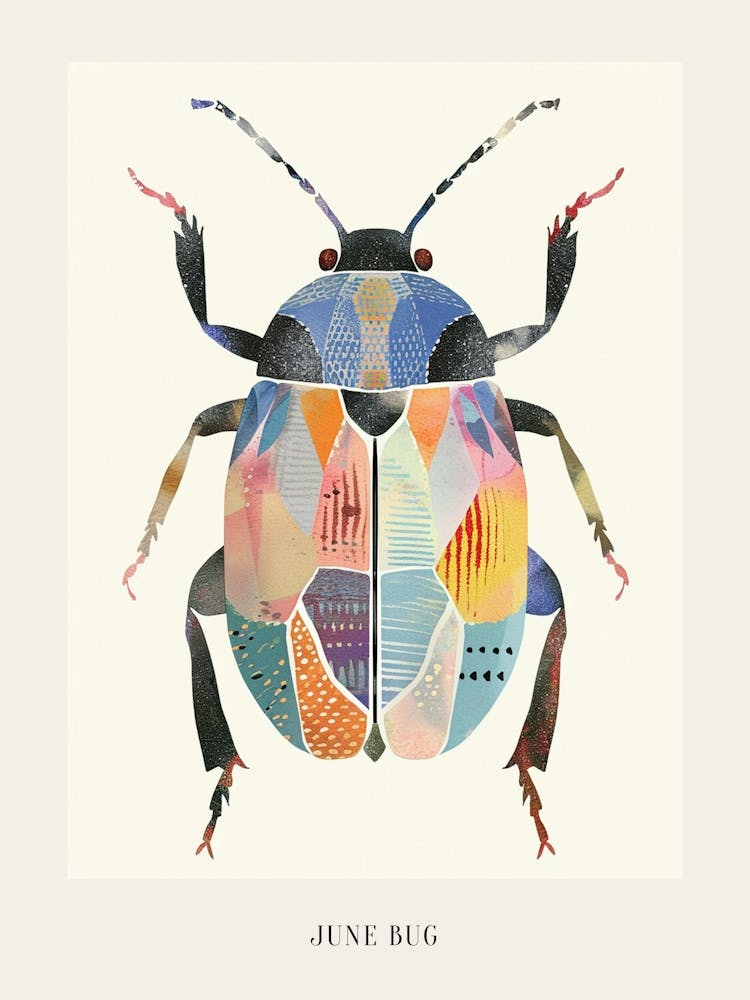 Colourful Insect Illustration June Bug 16 Poster
