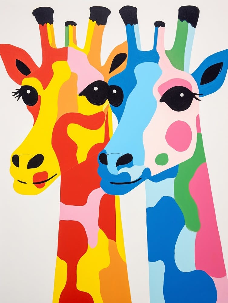 Bunte Kinder Tierkunst Giraffe 1