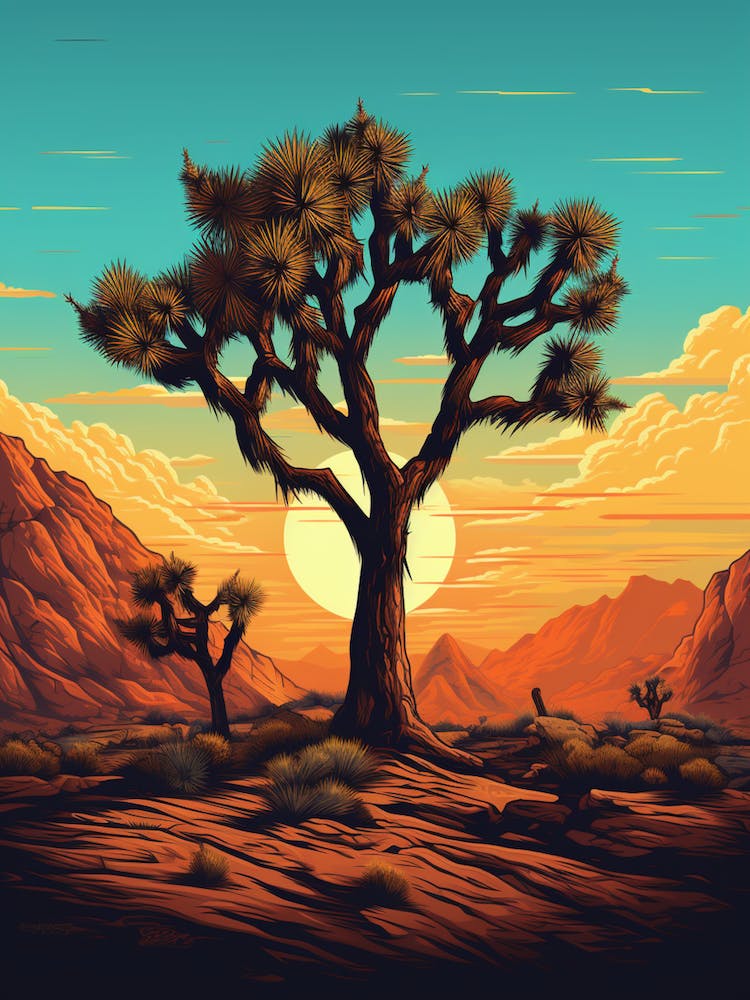  Retro Illustration Of A Joshua Tree In Mountain 3