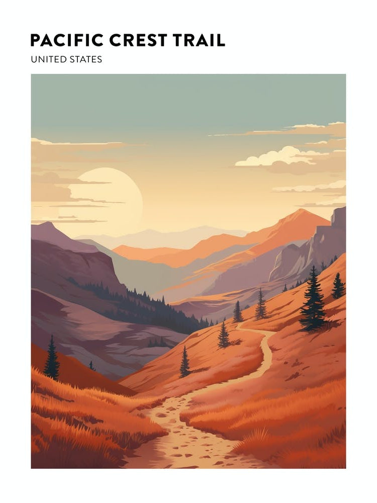 Pacific Crest Trail Usa 3 Hiking Trail Landscape Poster