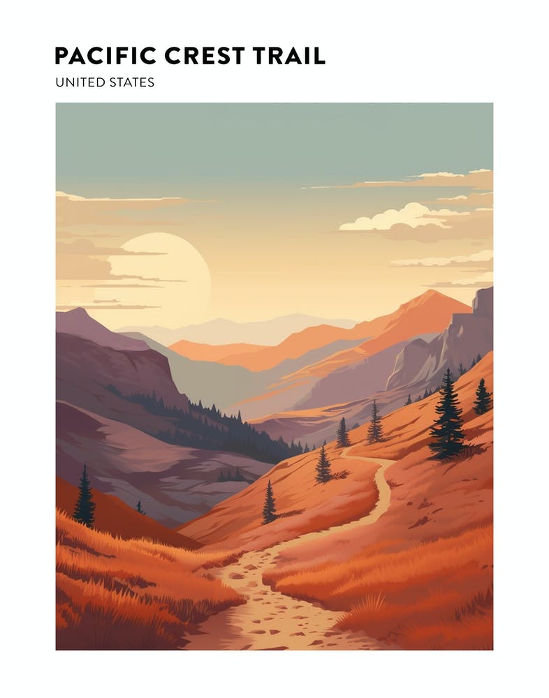 Pacific Crest Trail Usa 3 Hiking Trail Landscape Poster