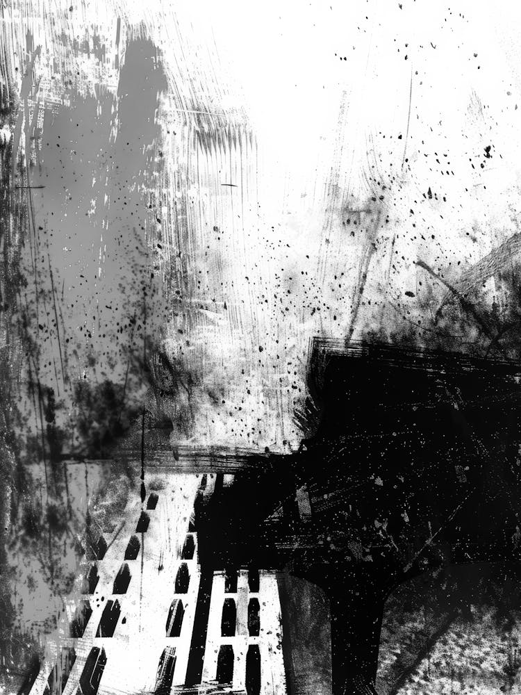Black And White Abstract Painting 7