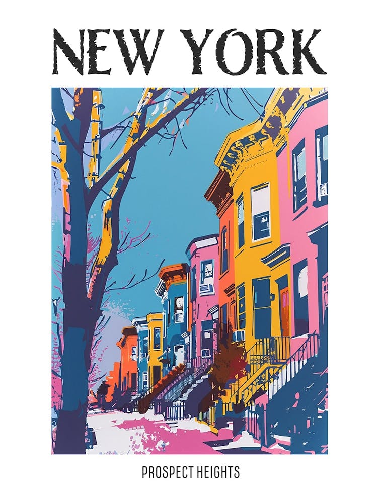 Prospect Heights New York Colourful Silkscreen Illustration 4 Poster