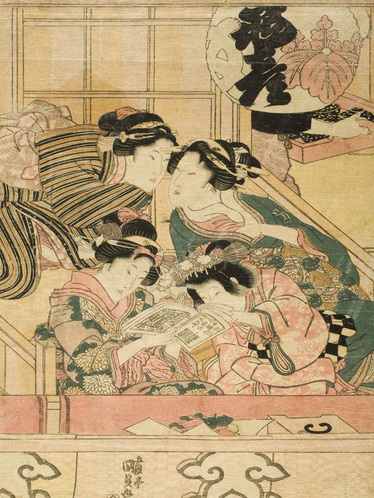 Young Women In A Theater Balcony By Utagawa Kunisada