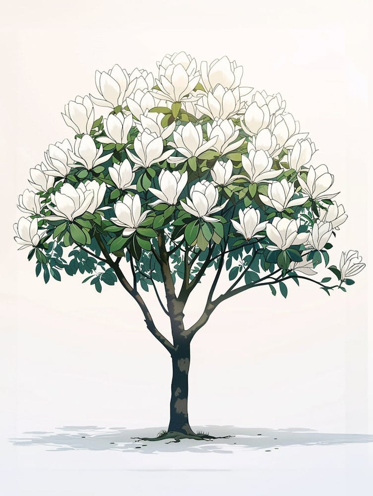 Magnolia Tree Pixel Illustration 2
