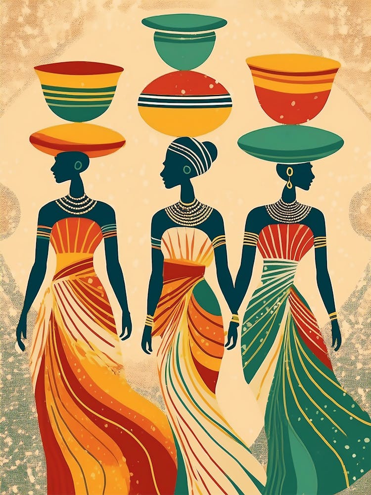 African Women Carrying Pots