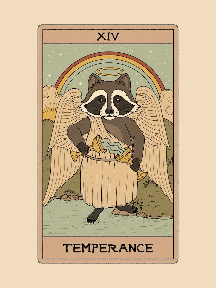 Temperance - Raccoons Tarot