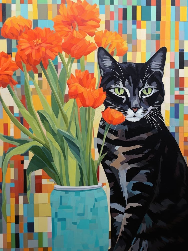 Cat With Flowers 2